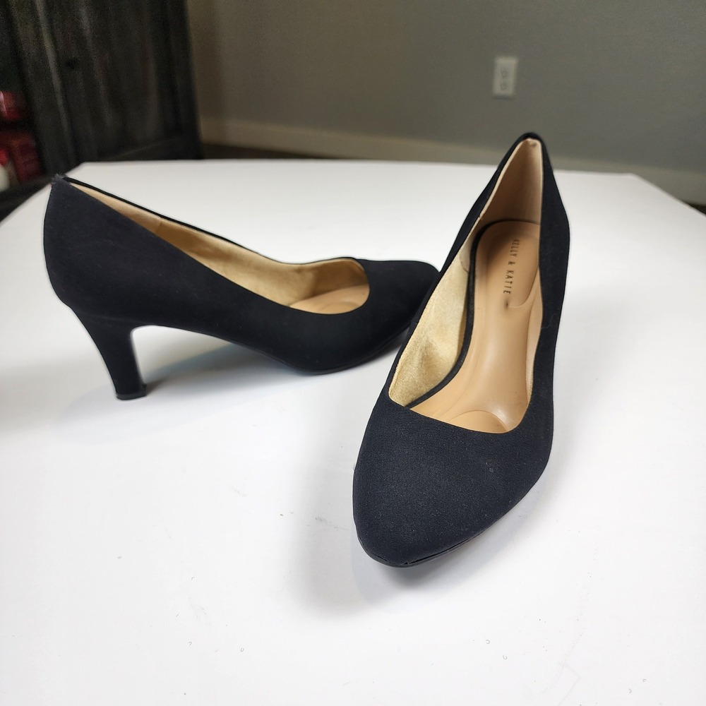 Kelly & Katie Genna Black Fabric Almond Toe Pumps Heels 9.5M Office Professional